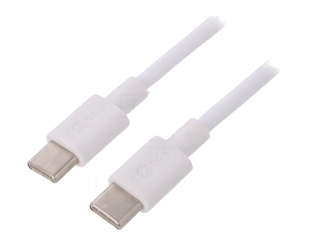 Kabel; USB 2.0; USB-C-stekker,aan beide zijden; 1m; wit Kabel; USB 2.0; USB-C-stekker,aan beide zijden; 1m; wit